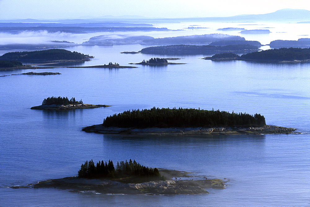 Aerial view of the Deer Island Thoroughfare near Stonington, Maine, United States