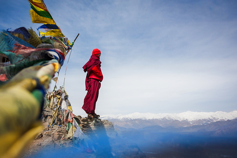 A monk during Matho Nagrang festival in Matho monastery, Ladakh, India.