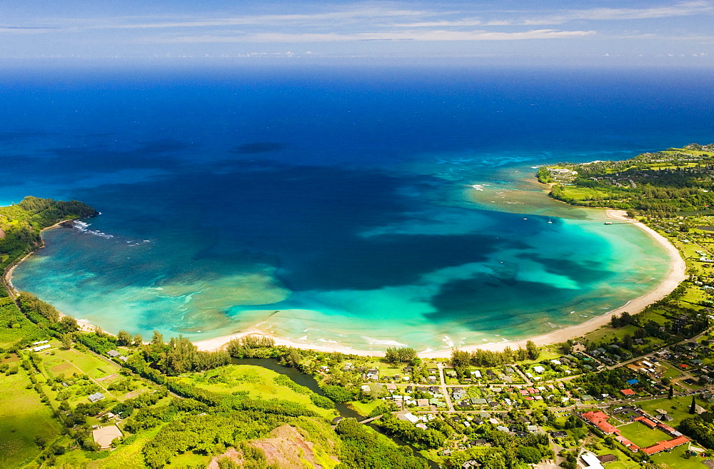 Hanalei Bay from the air, Kauai.
