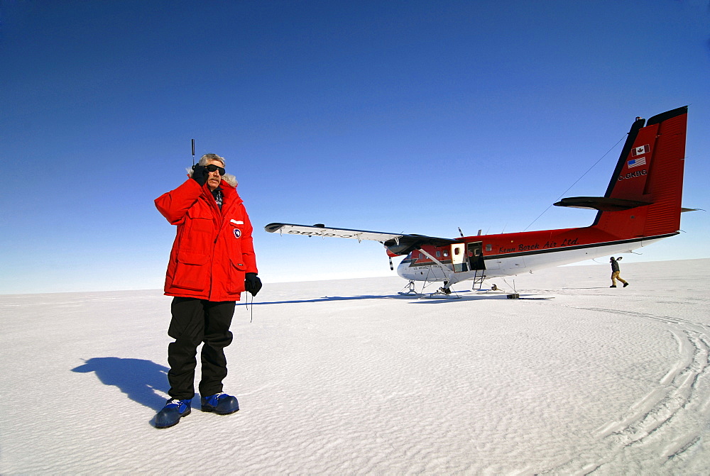 A man calls home after safely landing in the Western Antarctic.