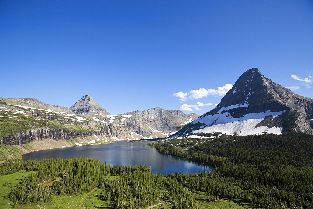 A calm Hidden Lake in Glacier National Park.