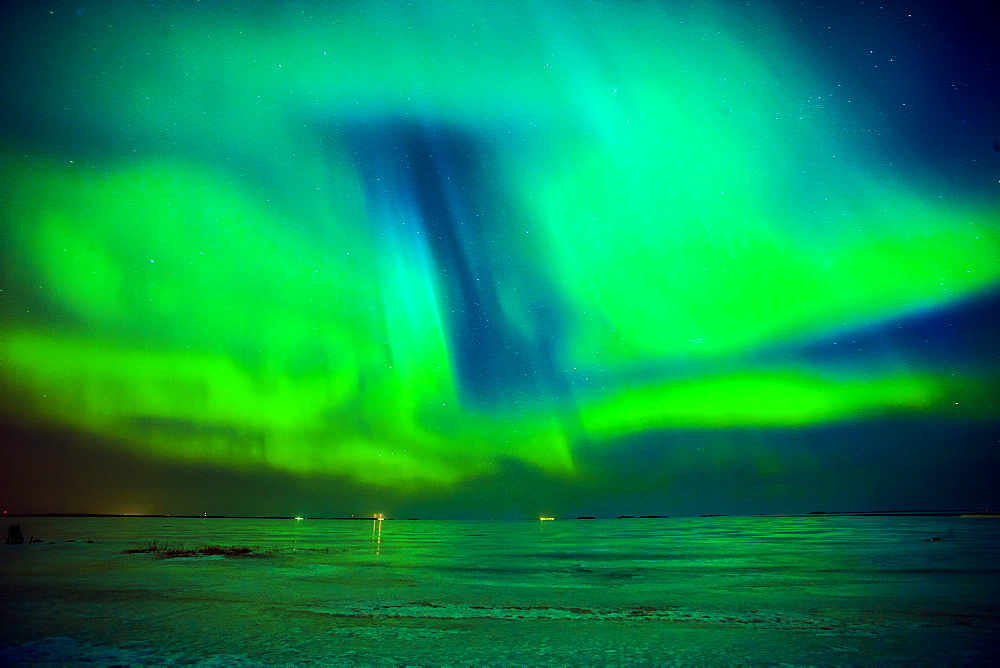 Aurora Borealis (Northern Lights) in Oulu, Finland during the peak of a solar storm.