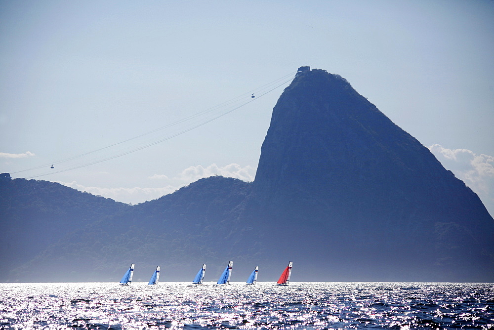 Rio de Janeiro Olympic Test Event - Fédération Française de Voile. 2015 Aquece Nacra 17 Besson, Riou.