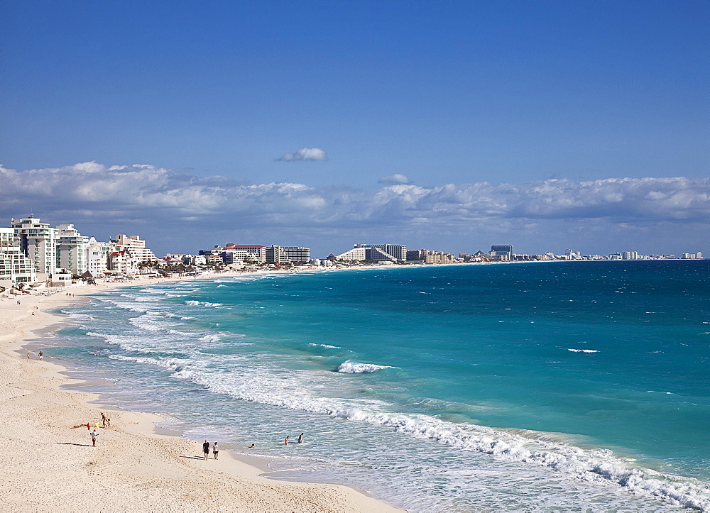 A portion of Cancun's famous hotel row, Quintana Roo, Yucatan, Mexico.