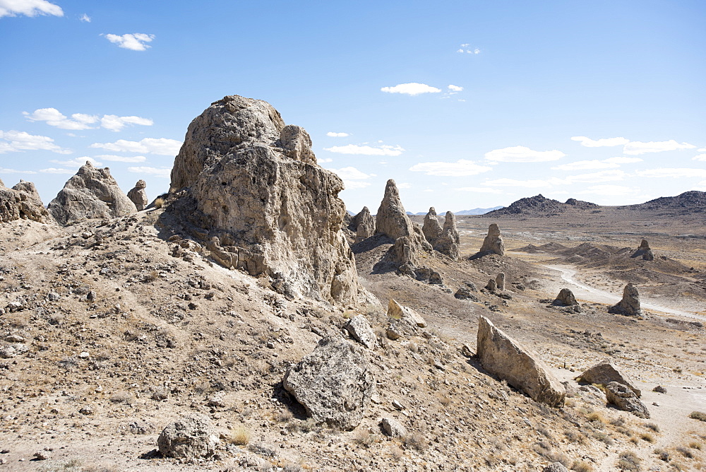 The Trona Pinnacles are pictured on a hot summer day in Trona, Calif., on June 7, 2015. The unique formations, known as tufa towers, are primarily made of calcium carbonate and were formed when the springs interacted with the water in what was once Searles Lake.