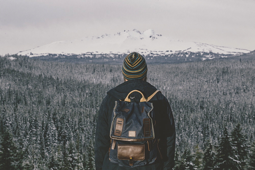 Hipster portrait outdoors while enjoying nature in Oregon.