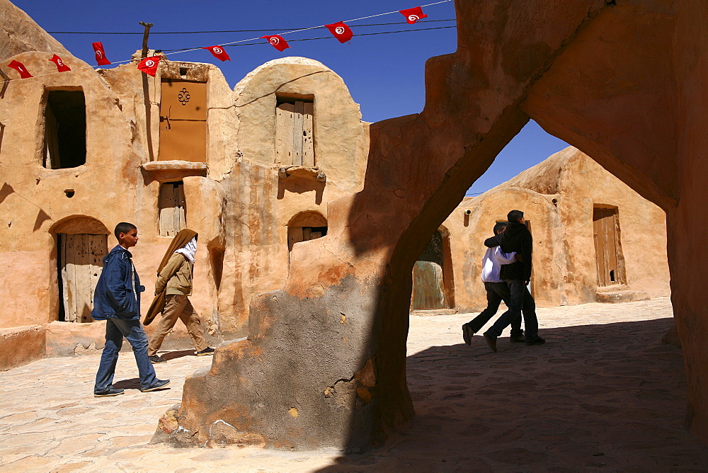 Tunisia, Ksar Ouled Soltane, former fortress and its 400 Ghorfas