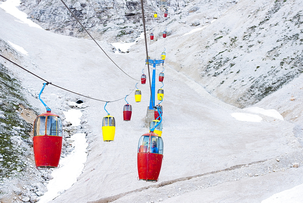 Gondola On Cables In Cortina D'ampezzo In Dolomites, Italy