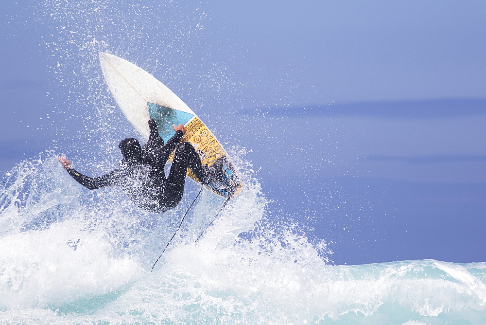 Kayaker Performing On High Wave At Sennen Cove, Cornwall, England