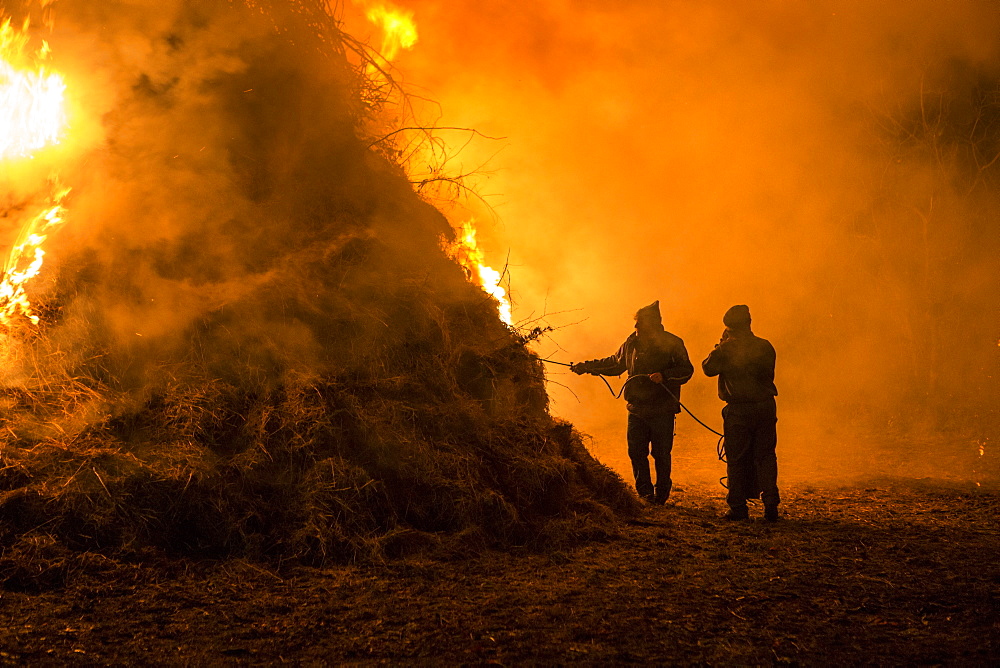 Lighting The Fire For The Befana In Dardago, Friuli, Italy