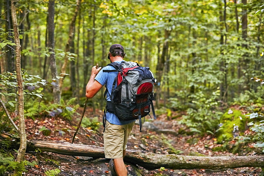 A Man Hikes Along The Appalachian Trail