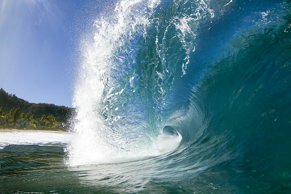 Close-up Of A Wave Breaking On North Shore Of Oahu