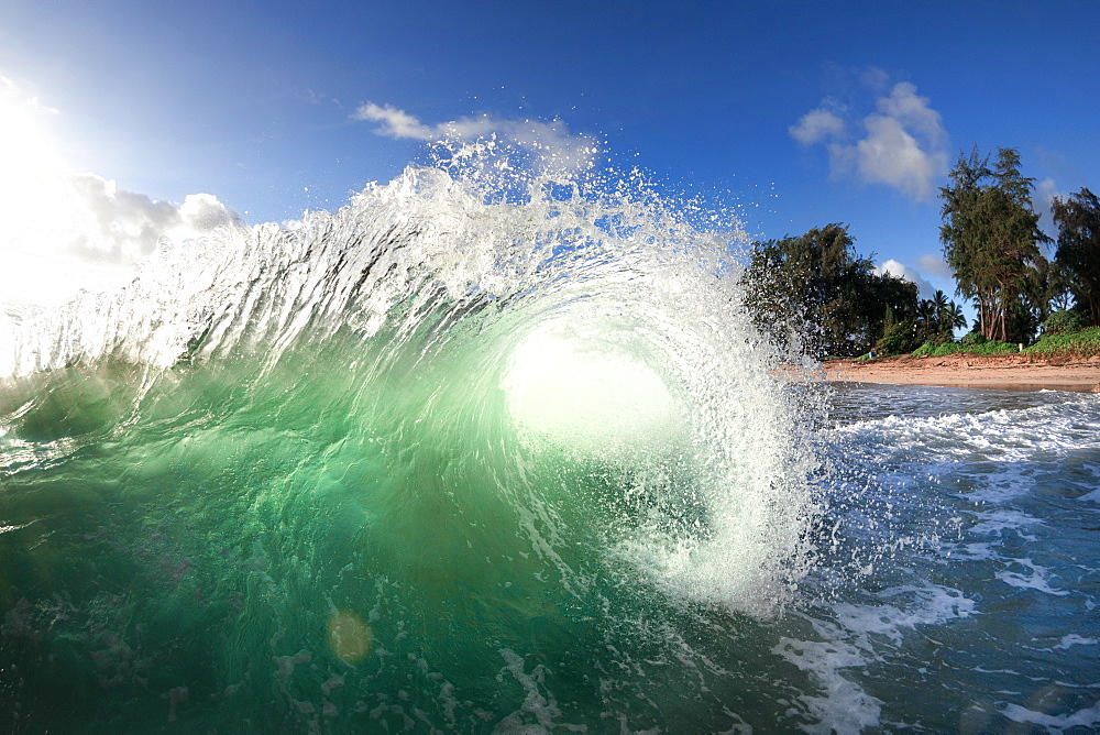 An Ocean Wave Approaching Shore On Oahu's East Side