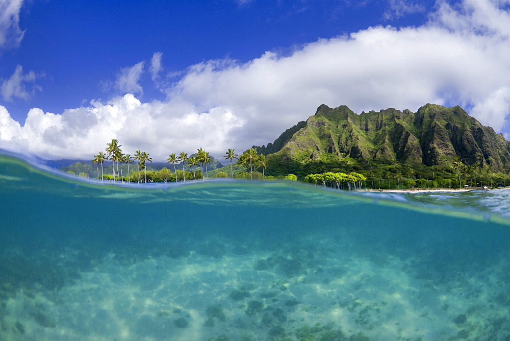 A Split Level Water View Of Kualoa Ridge On Oahu's East Side