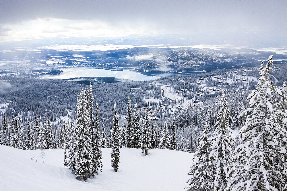 View Of Whitefish Lake From Whitefish Mountain Resort In Whitefish, Montana, Usa