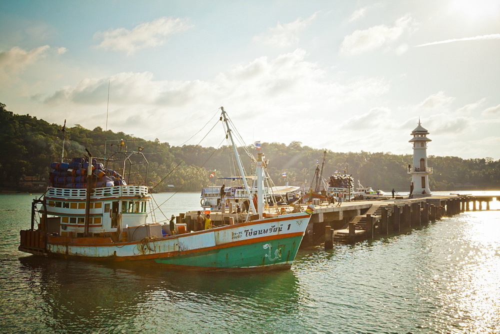 A Supply Boat Unloads At The Bang Boa Bay Warf, Koh Chang Island, Thailand