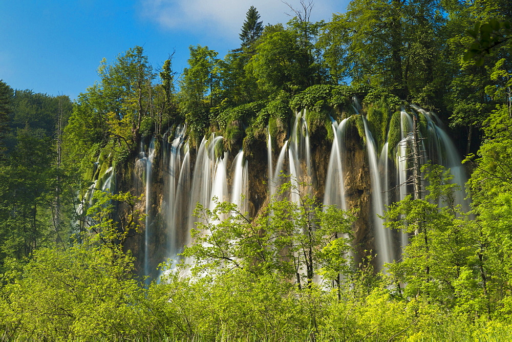 A travertine waterfall in Plitvice Lakes National Park, Croatia