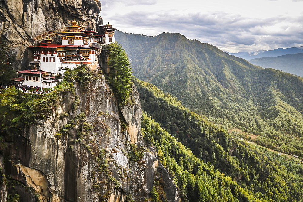 Taktsang Monastery On A Cliff High Above Paro Valley