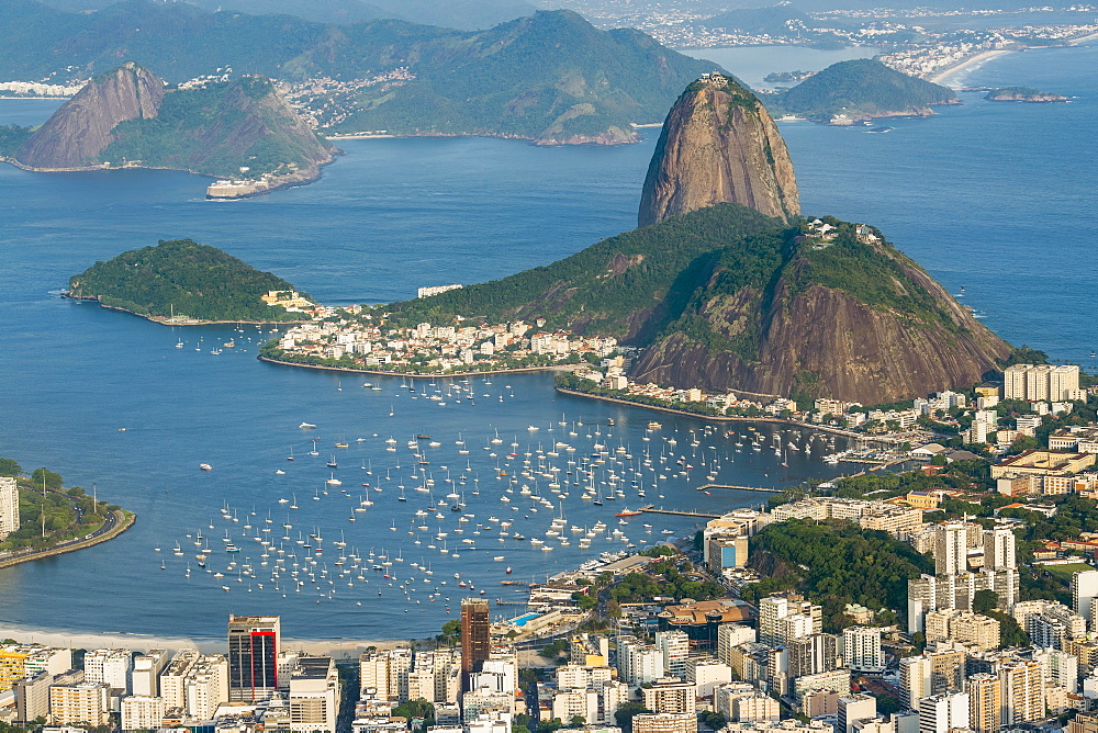 Aerial view of Sugarloaf Mountain and marina in Rio de Janeiro