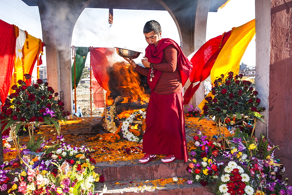 Cremation Ceremony Of Former King Of Mustang, Teku, Nepal