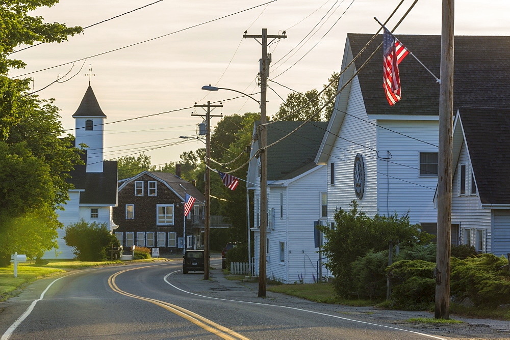 USA Flag At Downtown Friendship, Maine