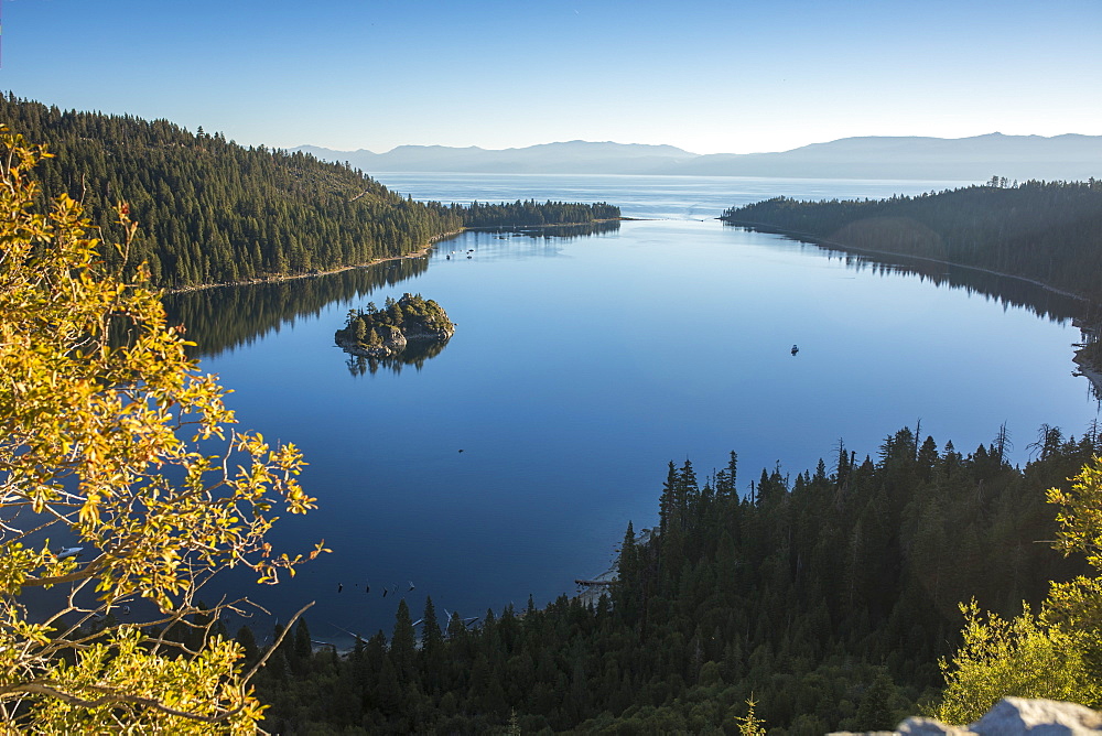 Stunning still waters of Emerald Bay, Lake Tahoe.