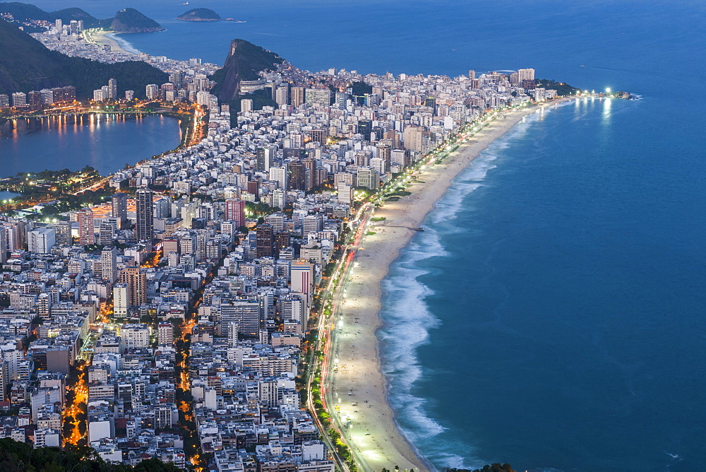 View from the top of Morro Dois Irmãos to Ipanema Beach in Rio de Janeiro, Brazil