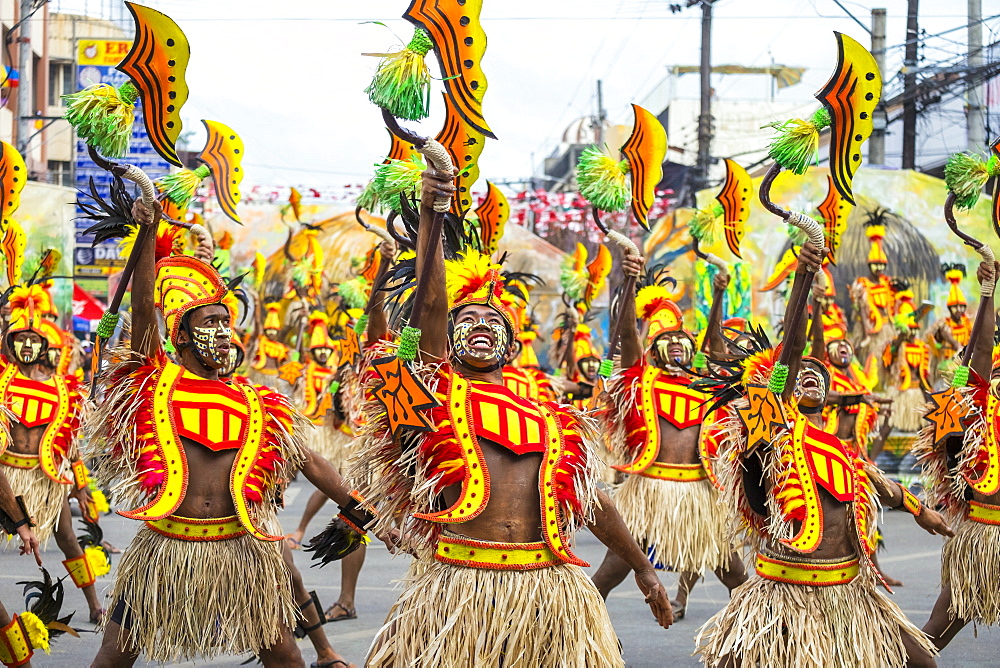 Ati warriors dancing at Dinagyang Festival, Iloilo, Philippines