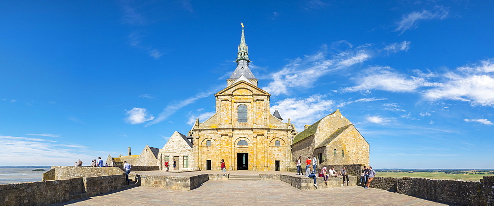 Tourists at Abbaye du Mont-Saint-Michel, Normandy, France