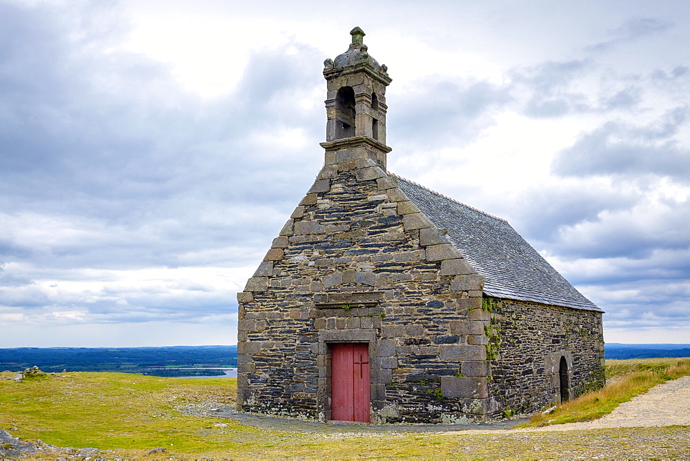 Chapel of Saint-Michel on Mont Saint-Michel de Brasparts in the Monts d'Arree, Armorica Regional Natural Park, Brasparts, Finistere, Brittany, France