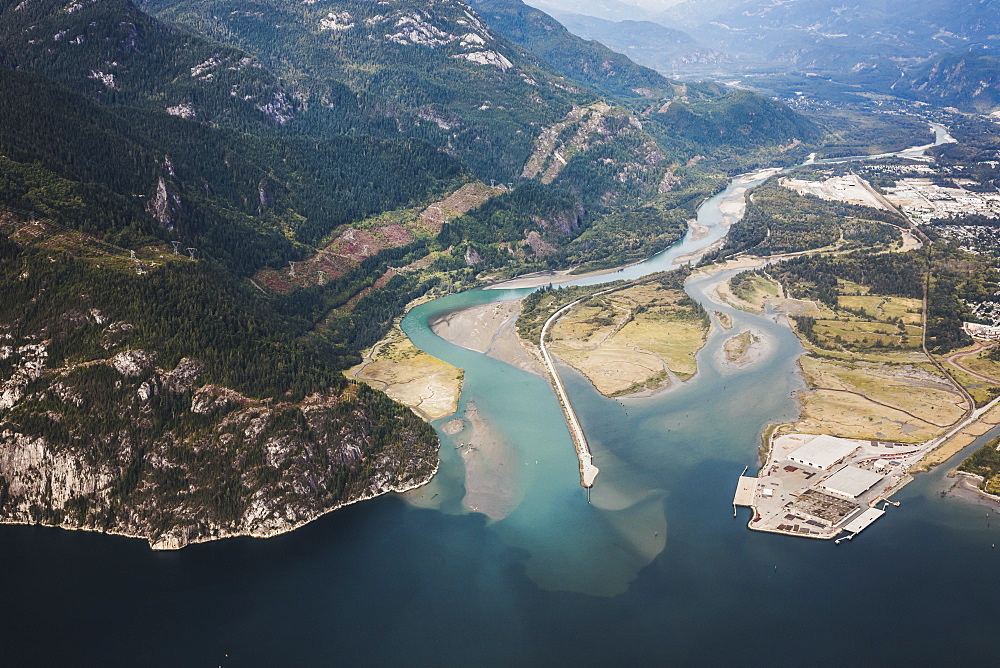 Aerial view of Squamish, British Columbia, Canada