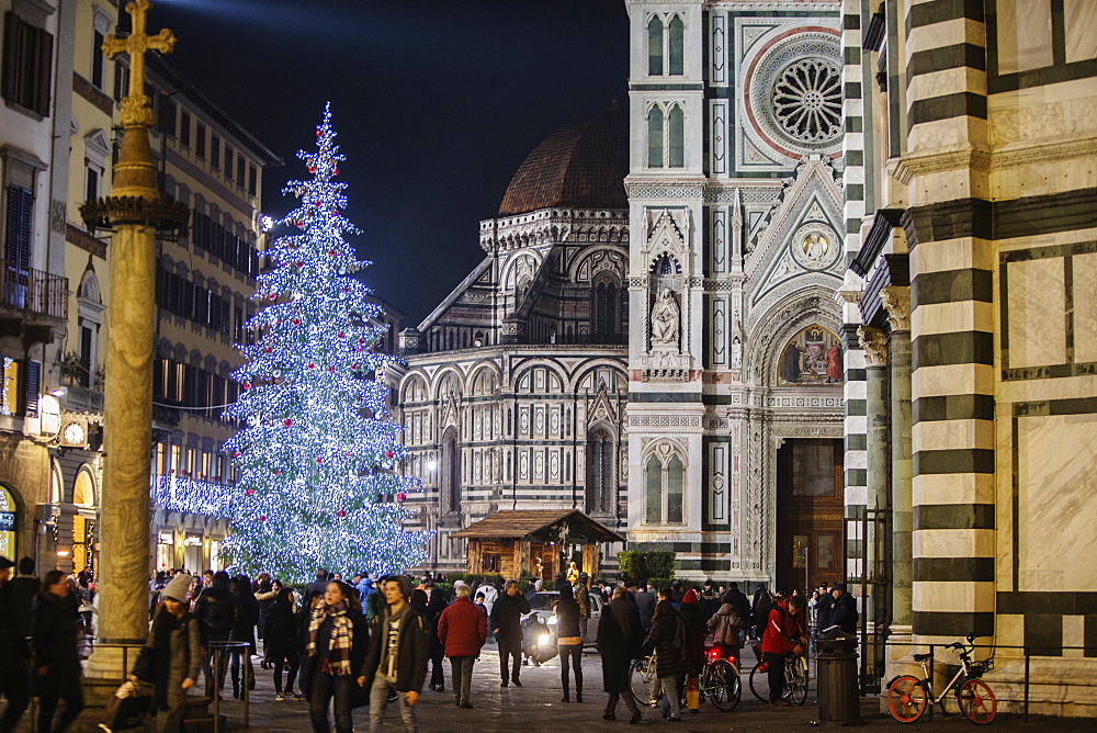 Florence Cathedral, formally the Cattedrale di Santa Maria del Fiore (in English Cathedral of Saint Mary of the Flower) is the cathedral of Florence, Italy, or Il Duomo di Firenze, in Italian. It was begun in 1296 in the Gothic style to a design of Arnolfo di Cambio and was structurally completed by 1436, with the dome designed by Filippo Brunelleschi. The exterior of the basilica is faced with polychrome marble panels in various shades of green and pink, bordered by white, and has an elaborate 19th-century Gothic Revival facade by Emilio De Fabris.