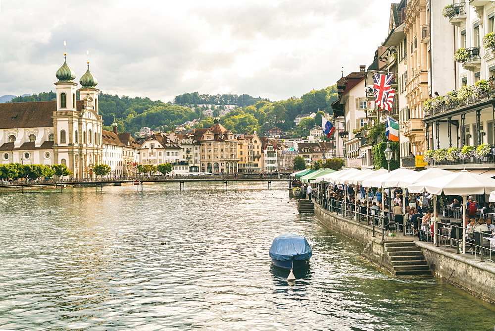 Cityscape with Jesuiten Church and river,Â Lucerne, Switzerland