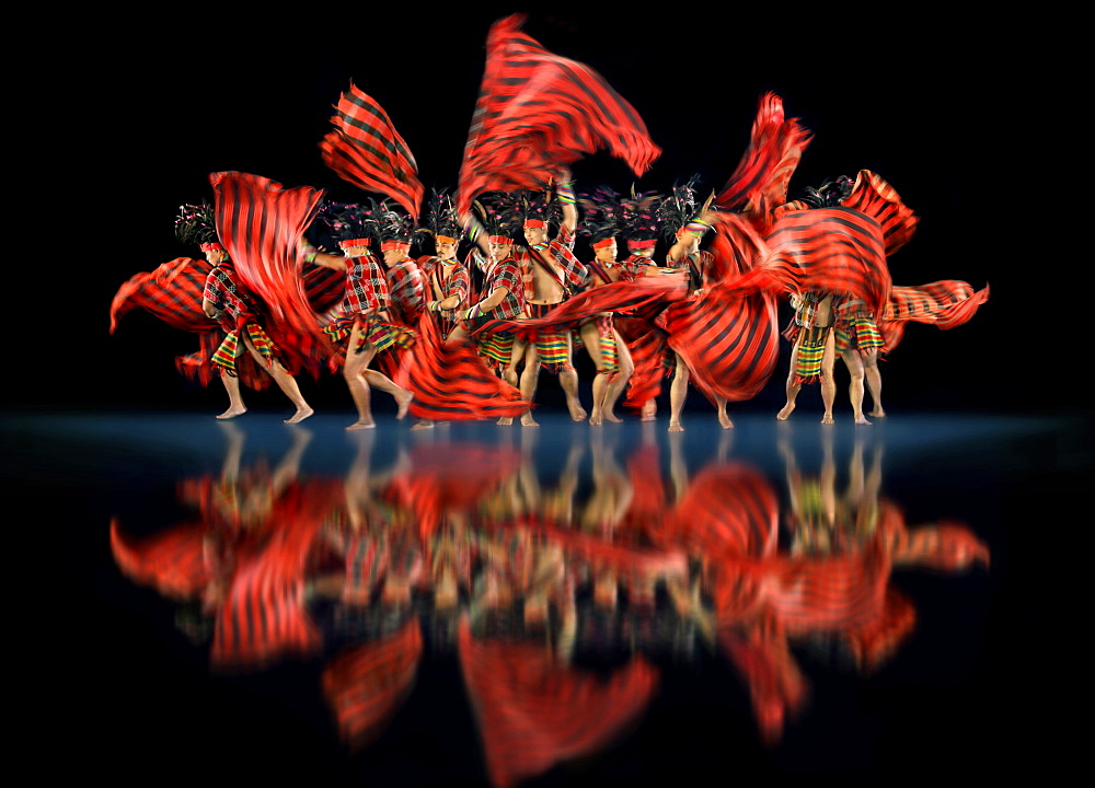 Group of Ifugao tribesman dancing Banaue, Ifugao, Philippines