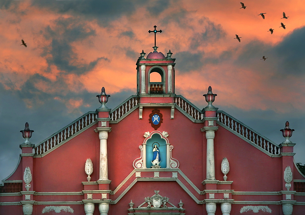 Building exterior of colonial style church at Villa Escudero Plantation, Laguna, Luzon Island, Philippines