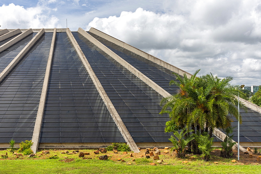 Modern style building of Claudio Santoro National Theater, Brasilia, Brazil