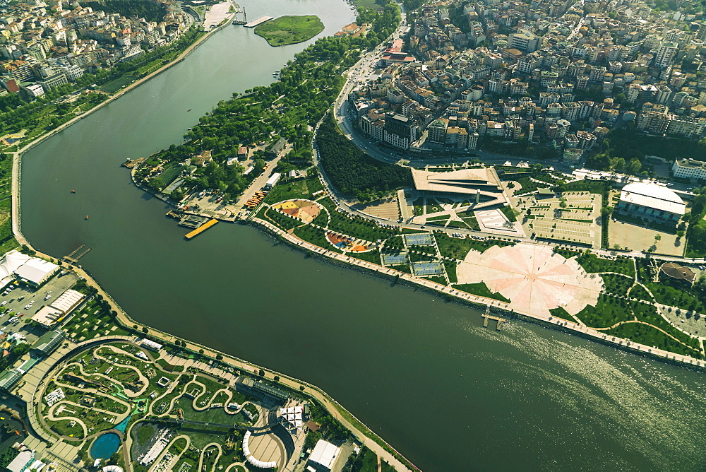 Aerial view of city European part, Golden Horn, Istanbul, Turkey