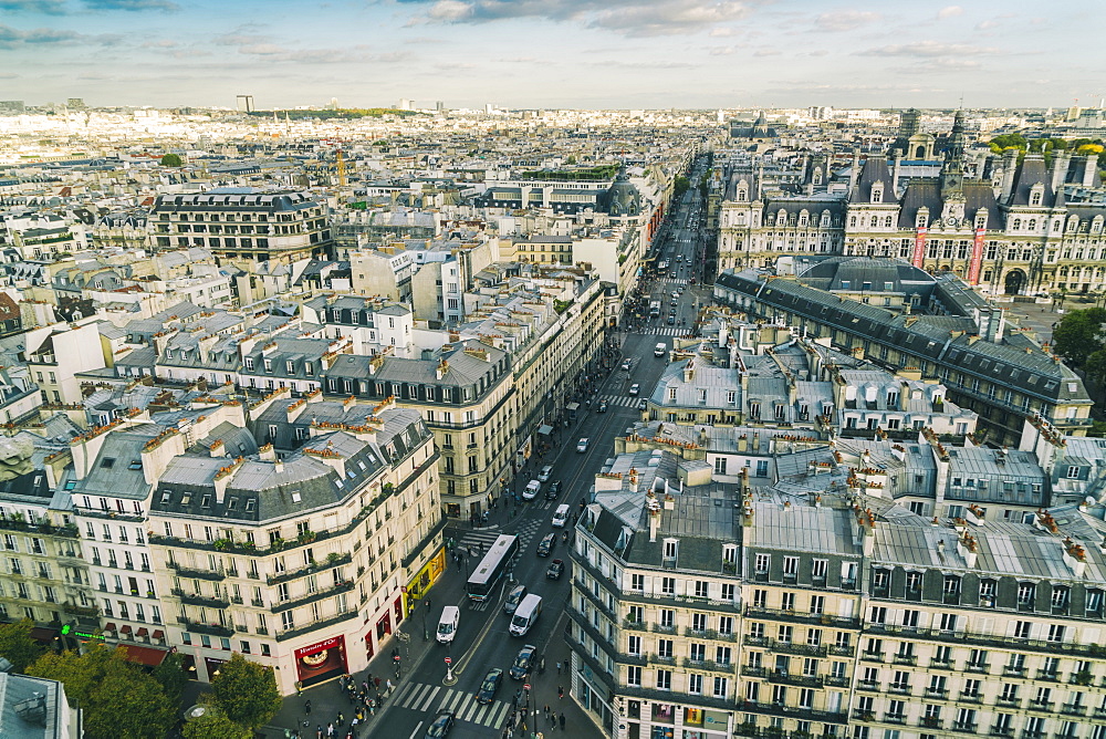 Elevated view of city of Paris from Saint Jacques tower, France