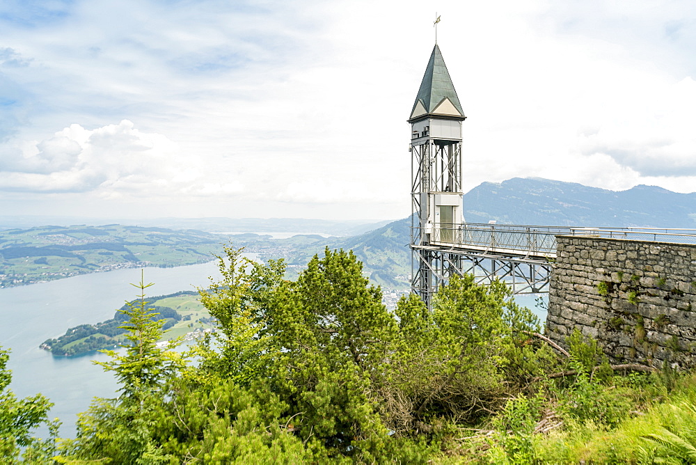 BurgenstockÂ lift onÂ LucerneÂ Lake shore in picturesque landscapeÂ Lucerne, Switzerland