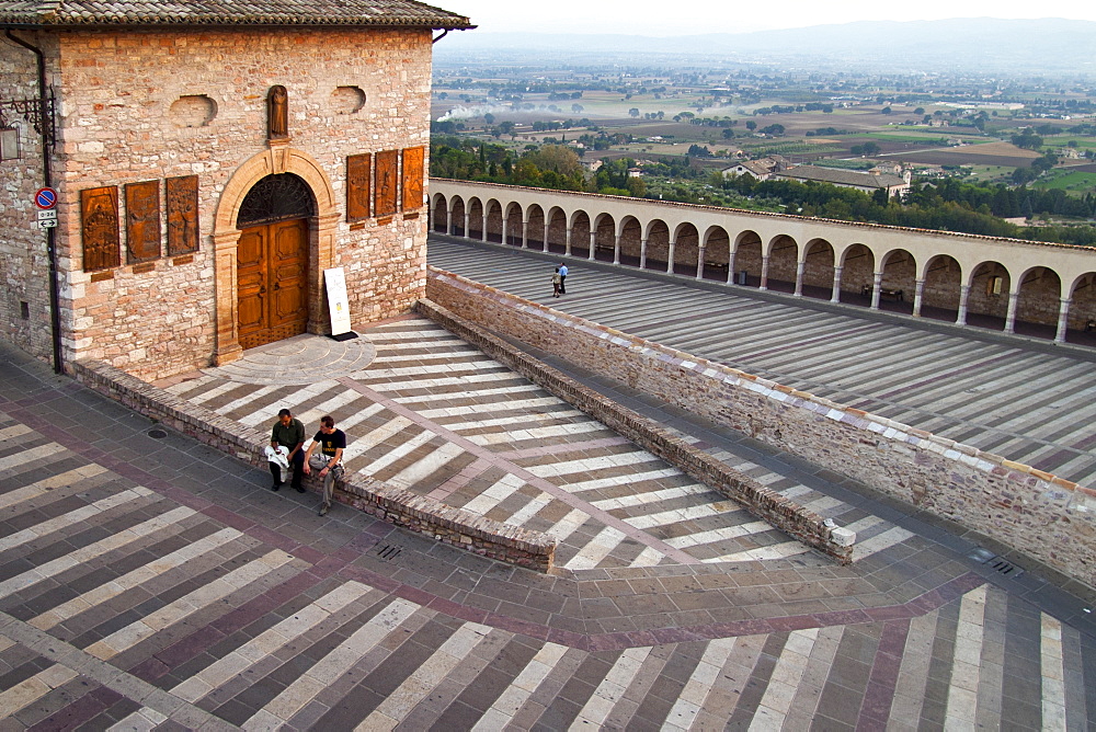 Steps flanking the Basilica of St. Francis, Assisi, Umbria, Italy