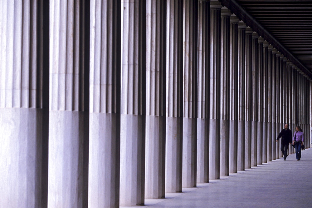 Columns line the entranceway to the concert hall of Agrippa in the Agora, Athens.