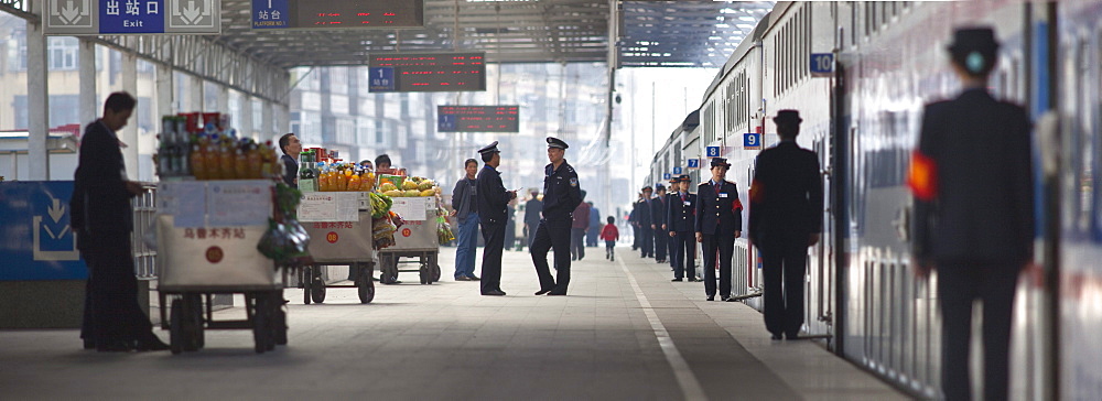 Train Platform in Urumqi, Xinjiang, China.