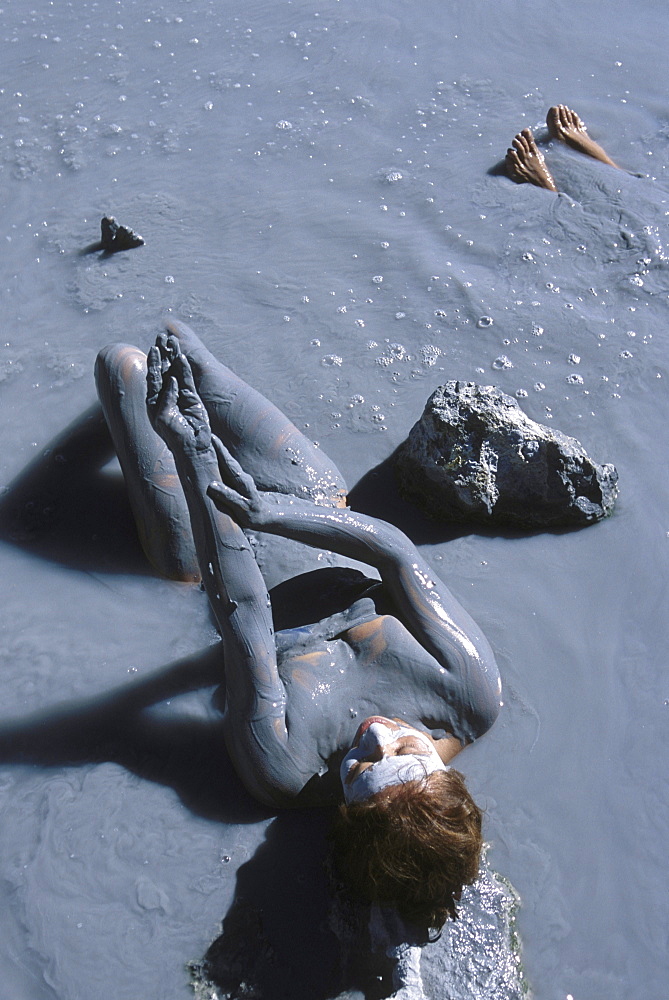 Thermal bathers in Copahue, Argentina at the El Chancho (the pig) lagoon. Mud is supposed to be good for bone and arthritis.