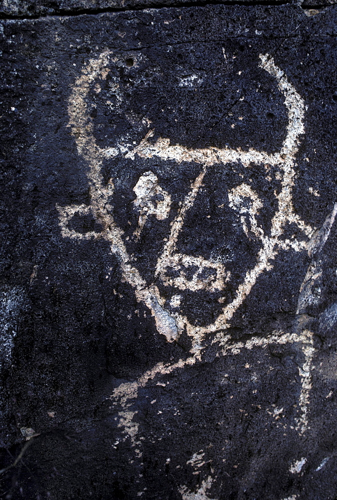 Prehistoric Indian petroglyphs on a volcanic ridge in the Galesteo Basin near Santa Fe, New Mexico