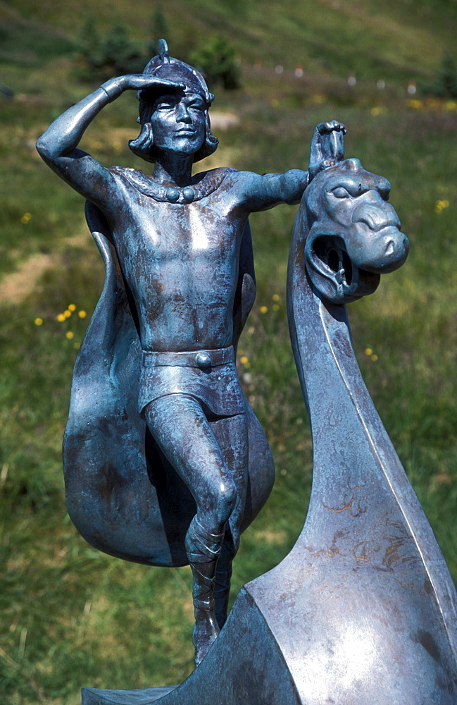 Statue of Leifur Eiriksson at Eiriksstadir, the homestead of Eirikur Raude (father of Leifur Eiriksson) in western Iceland.