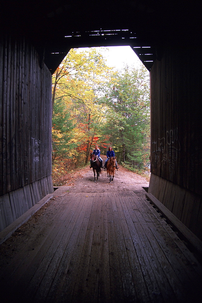 Horse back riding with Terry Macnamara, on the light brown horse, Sky and her friend  Kym Bollman on the black horse named, Maykala.  In some photos they are on the Pier or Chandler Station covered bridge.