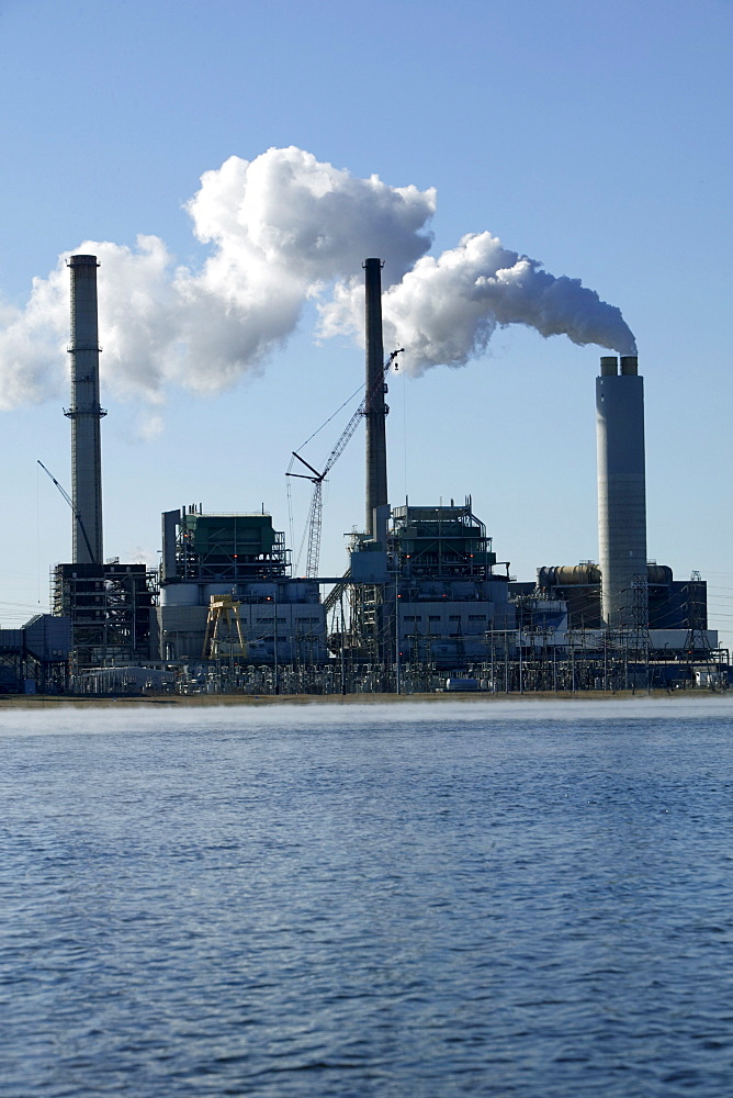 Progress Energy's Lake Julian Power Plant and its new scrubber stack in South Asheville, NC.