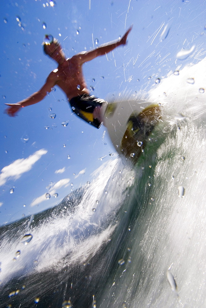 Man wake boarding on sunny day, Idaho