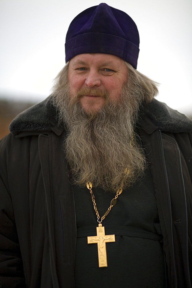 A portrait of a Russian priest on Olkhon Island, Siberia, Russia.