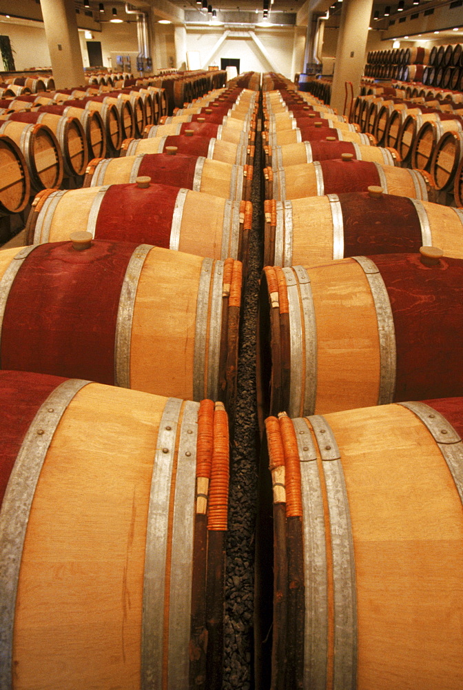 Oak wine barrels.